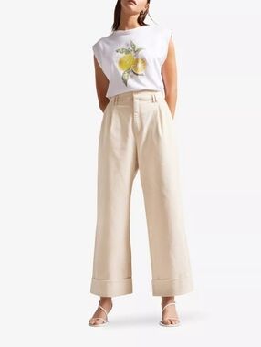 Ted Baker Steviey Cotton Wide Leg Trousers Size 10 (4)